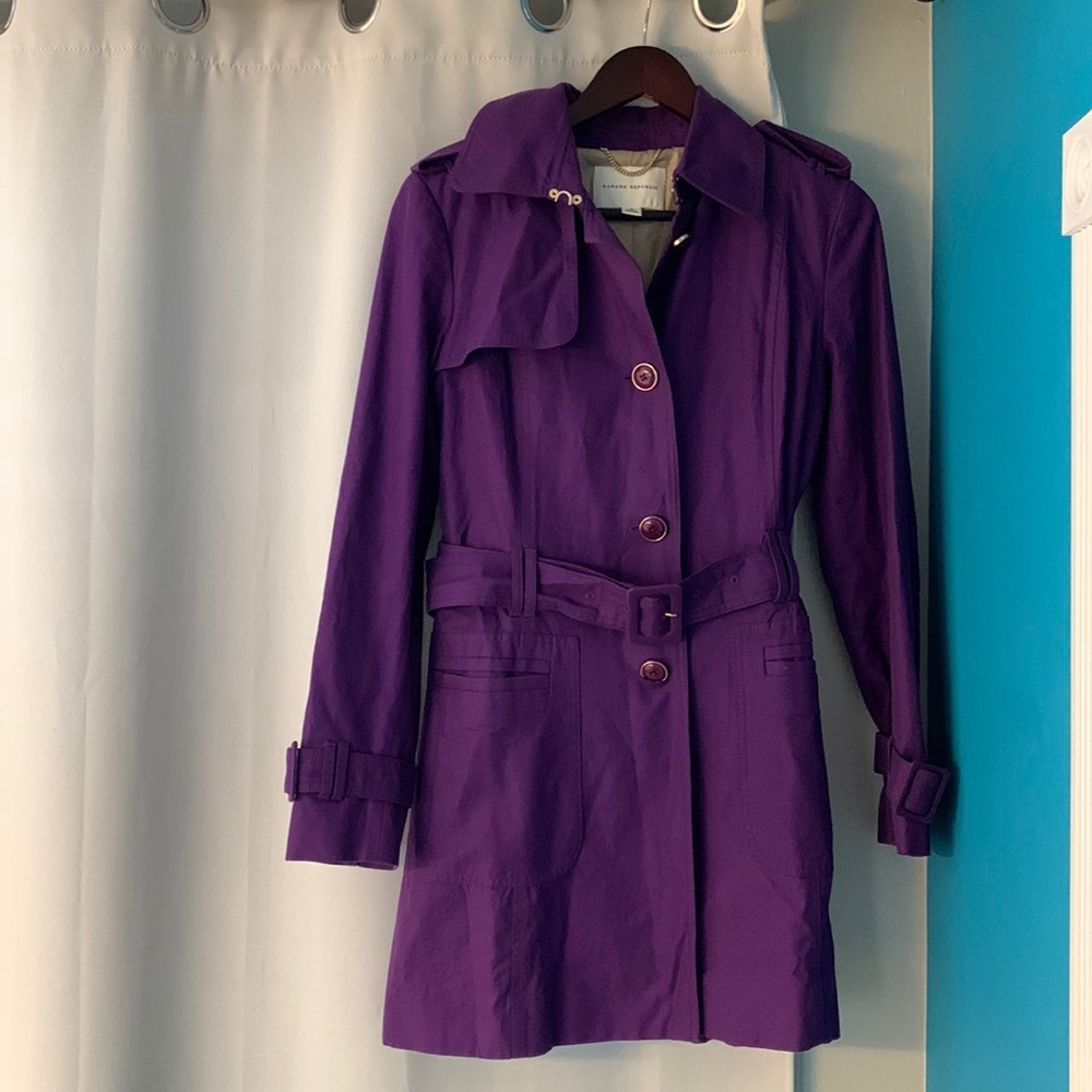 Purple trench coat from Banana Republic Size small